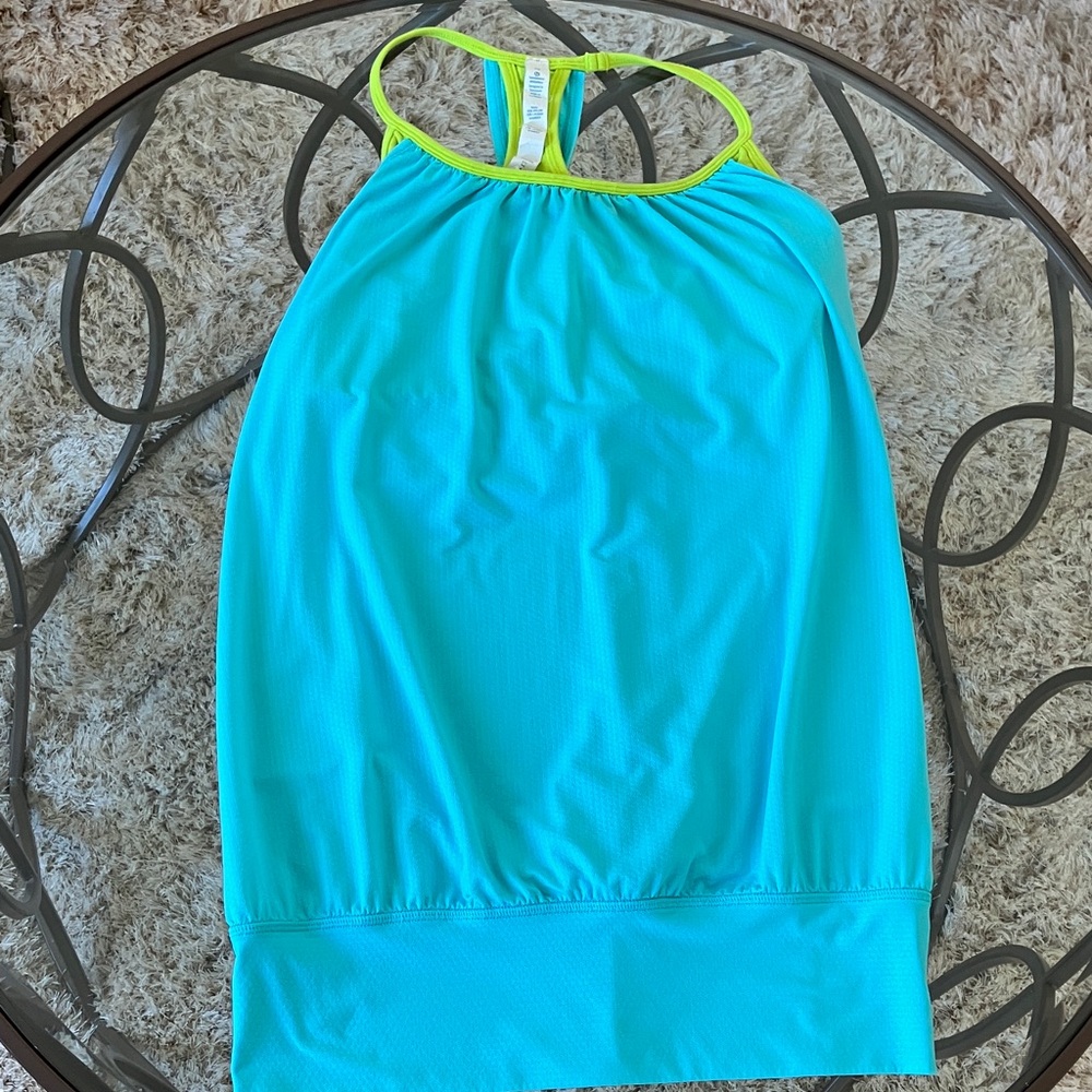 lululemon athletica Turquoise and Lime Green‎ Tank Top - Picture 4 of 6